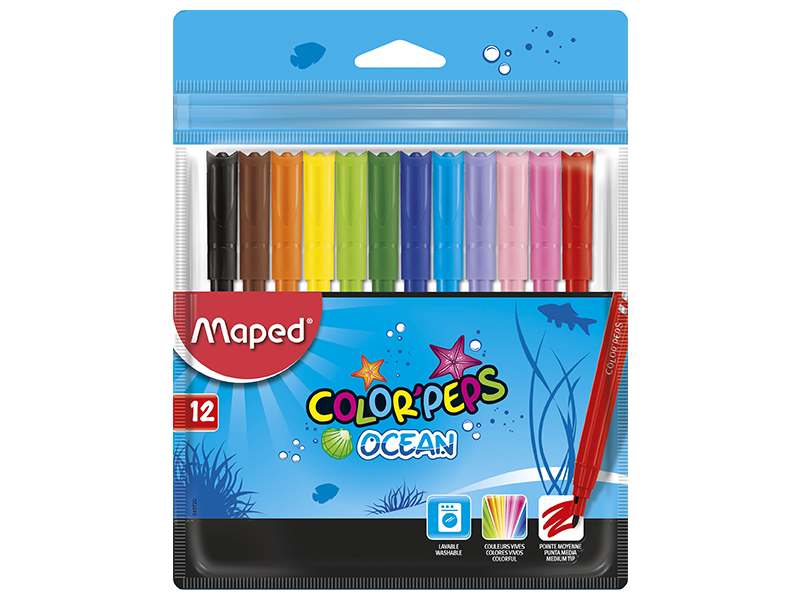 Фломастери 12 кольорів MAPED color peps ocean