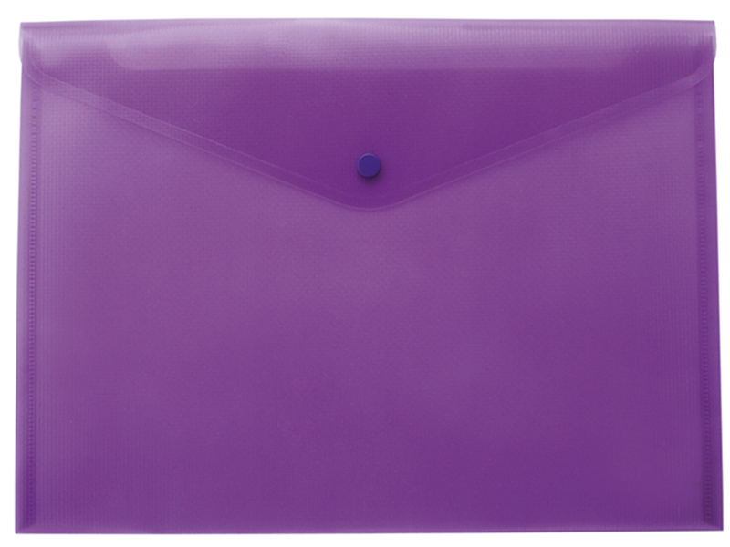 Папка-конверт на кнопці А4 прозора, пластик глянсовий 170мкм, Buromax, фіолетовий