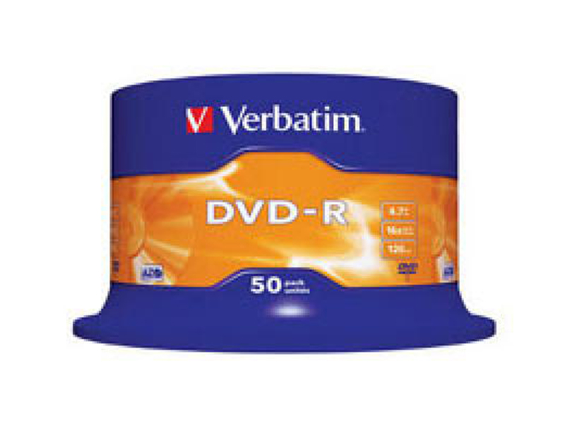 Диск DVD-R BULK-Shrink Verbatim Wrapped Matt Silver 4.7Gb 16х 1шт (50шт/уп)