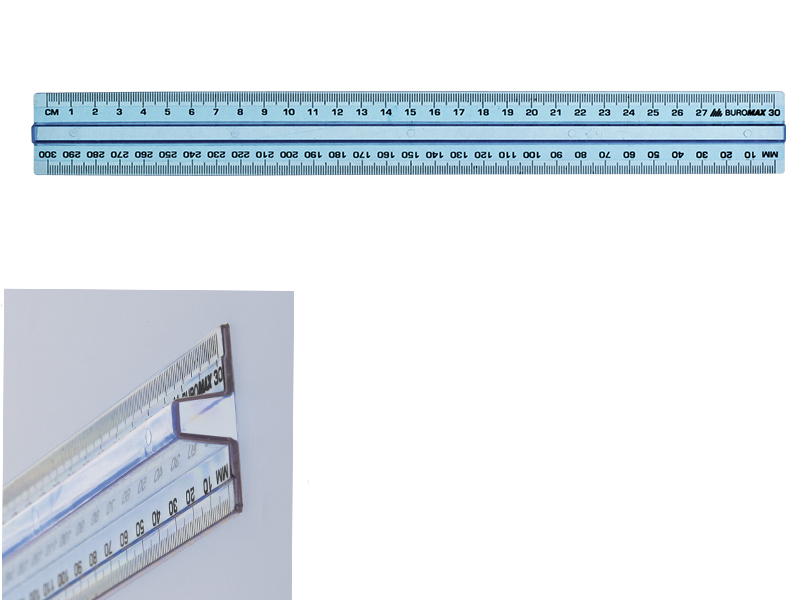 Лінійка 30см пластикова тонована Buromax (см/мм) з тримачем, асорті