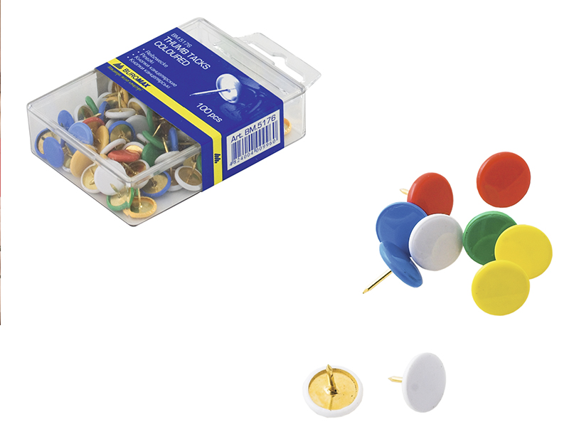 Кнопки кольорові з пласт.накл. 100шт (пласт.уп.) Buromax