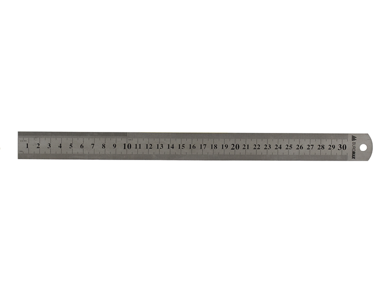 Лінійка 30см сталева Buromax 2-х стороння, 4 шкали  (см/дюйм)