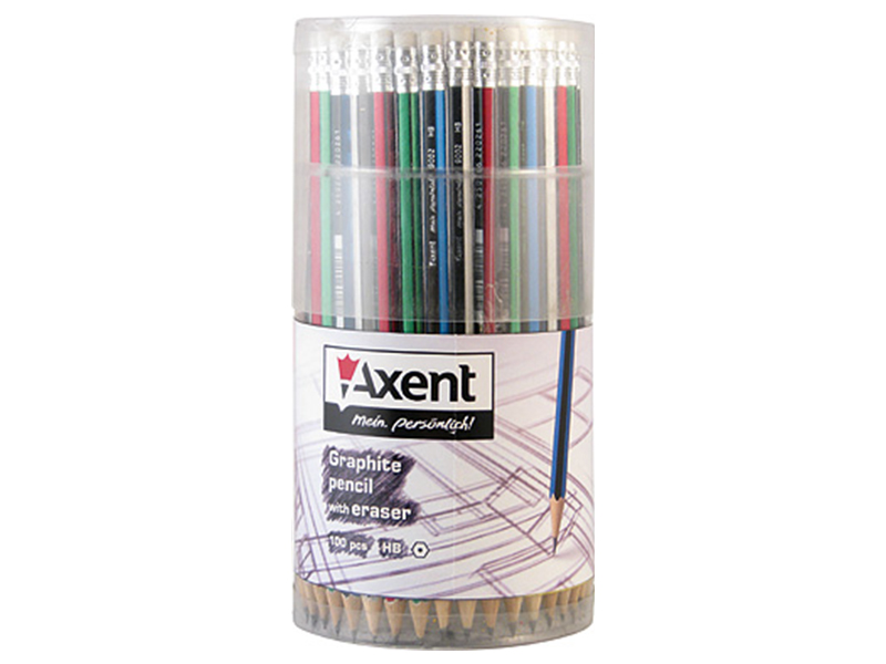 Олівець графітовий HB з ластиком Axent 9002-А, асорті