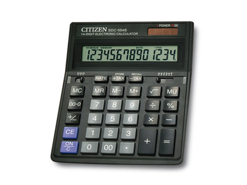 Калькулятор 14 розрядний Ciitizen SDC-554S, 153х199х30,5мм