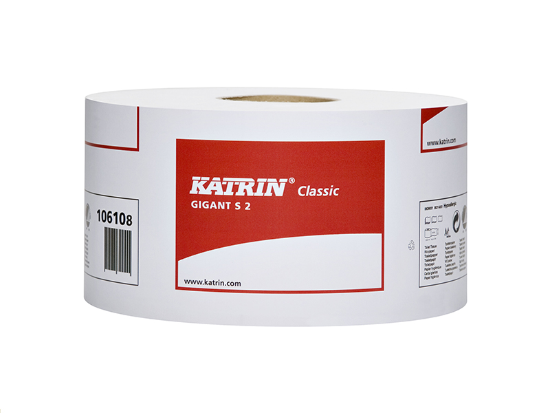 Туалетний папір в рулоні целюлозний 2шар/200м 1600відр. Katrin Classic (10610), білий щільний