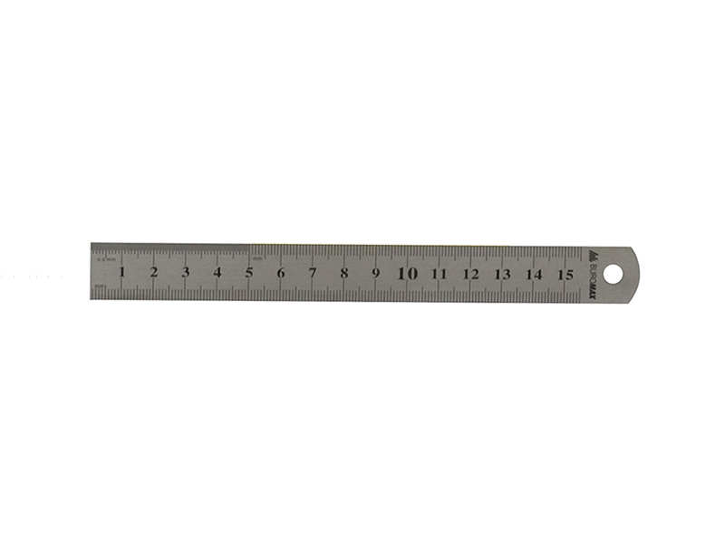 Лінійка 15см сталева Buromax 2-х стороння, 4 шкали (см/мм;см/дюйм) 