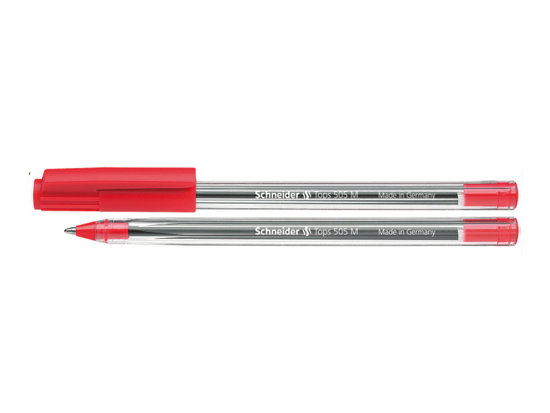 Ручка шариковая красная 0,7мм Schneider TOPS 505M, корпус прозрачный