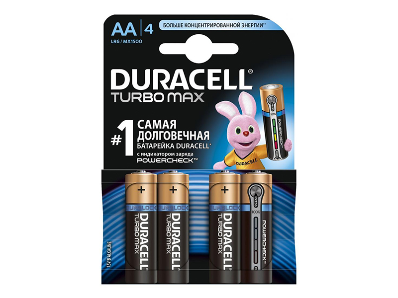 Батарейка ААА (LR3) Durasell TurboMax 4шт (3+1) алкалінова