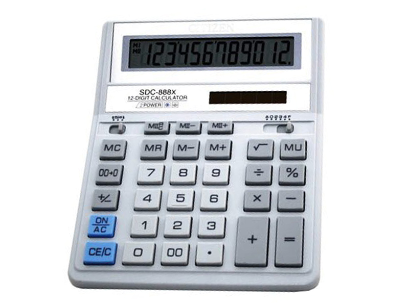 Калькулятор 12 розрядний Citizen SDC-888 ХWH, 158х203х31мм