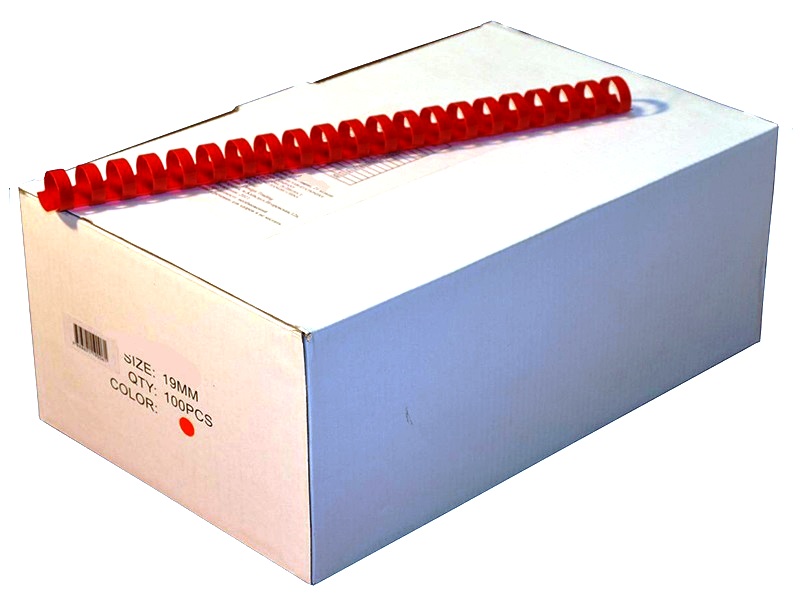Пружини для палітурки пластикові d-19мм 1шт (100шт/уп), червоний