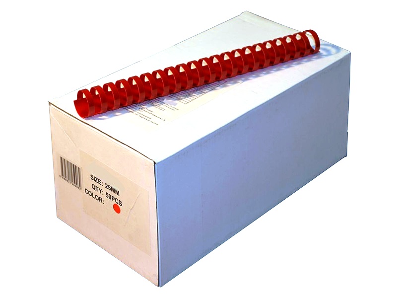 Пружини для палітурки пластикові d-25мм 1шт (50шт/уп), червоний