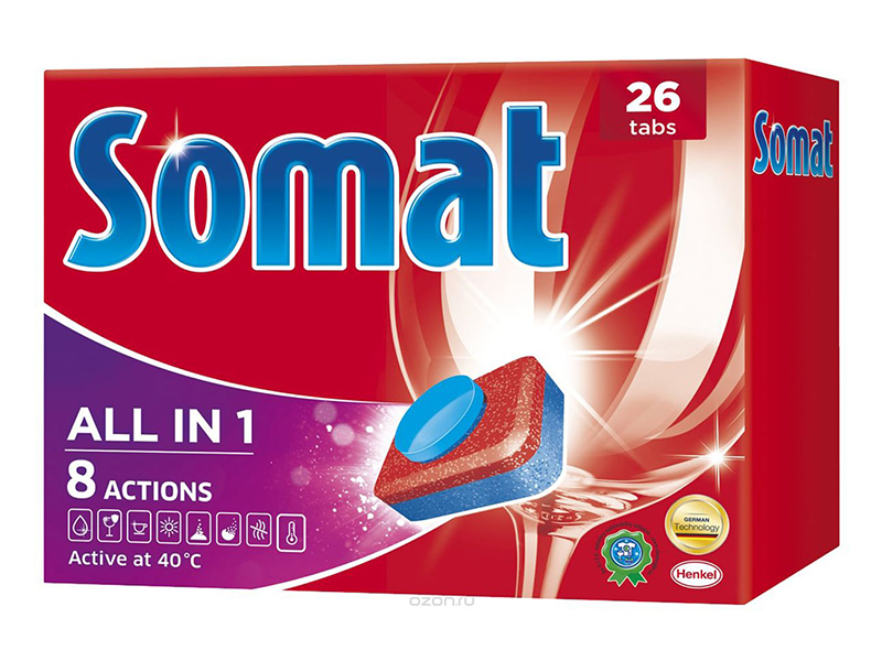 Засіб для посудомийних машин в таблетках Somat All in 1 52+52шт