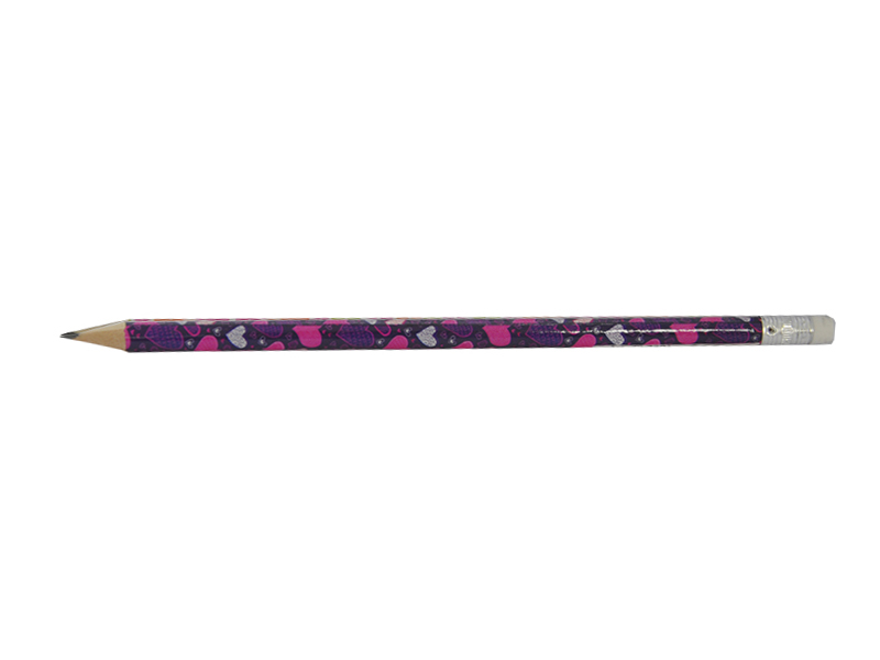 Олівець графітовий HB з гумкою ZiBi LOVE (Сердечки), різнокольоровий