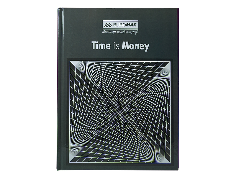 Книга канцелярська А4 96арк, клітинка, тверда обкл. "TIME IS MONEY", сірий
