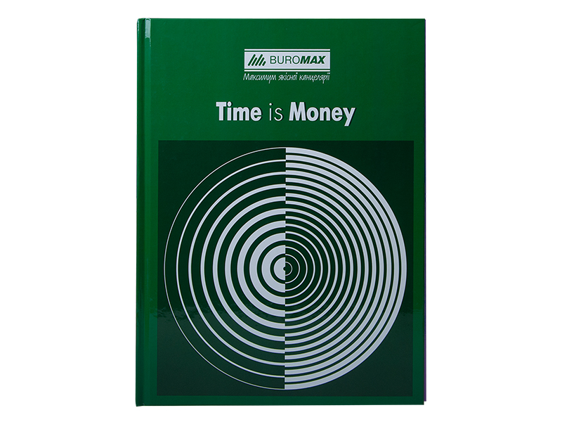 Книга канцелярська А4 96арк, клітинка, тверда обкл. "TIME IS MONEY", зелений