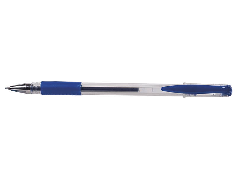 Ручка гелева синя 0,7мм Buromax JOBMAX, прозорий корпус