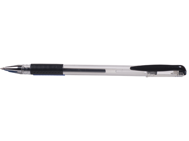 Ручка гелева чорна 0,7мм Buromax JOBMAX, прозорий корпус