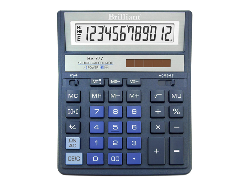 Калькулятор 12 розрядний Brilliant BS-777BL, 157х200х31мм, синій