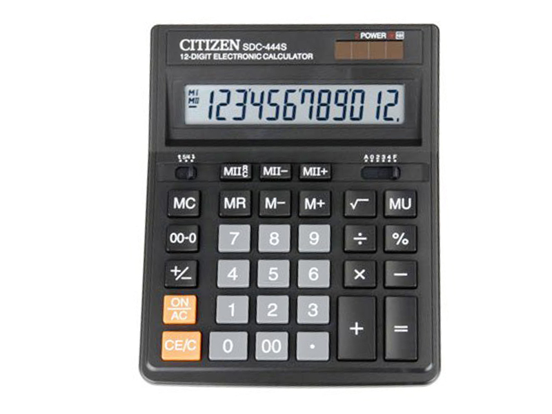 Калькулятор 12 розрядний Citizen SDС-444S, 153х199х30,5мм
