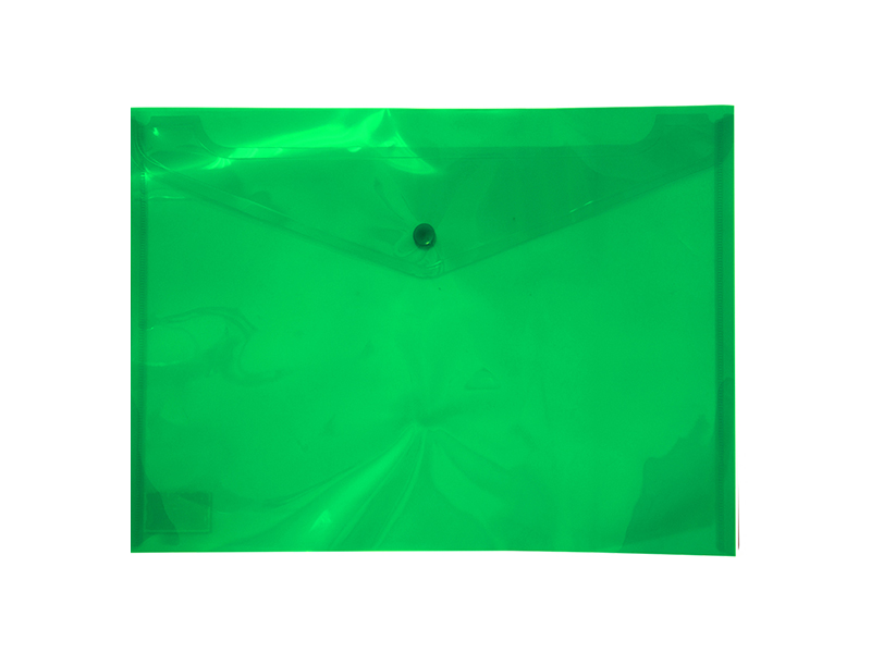 Папка-конверт на кнопці А5 прозора, пластик глянсовий 170мкм, Buromax, зелений