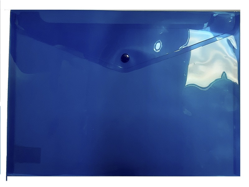 Папка-конверт на кнопці А4 прозора, пластик глянсовий 170мкм, Buromax, синій