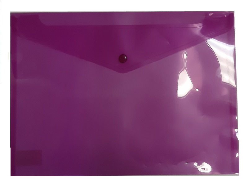 Папка-конверт на кнопці А4 прозора, пластик глянсовий 170мкм, Buromax, рожевий