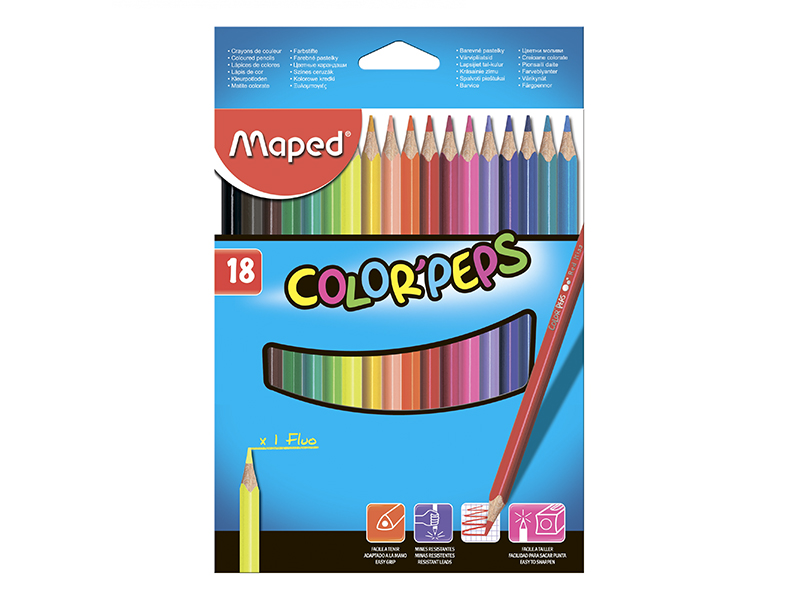 Олiвцi кольорові 18 кольорів Maped COLOR PEPS Classic
