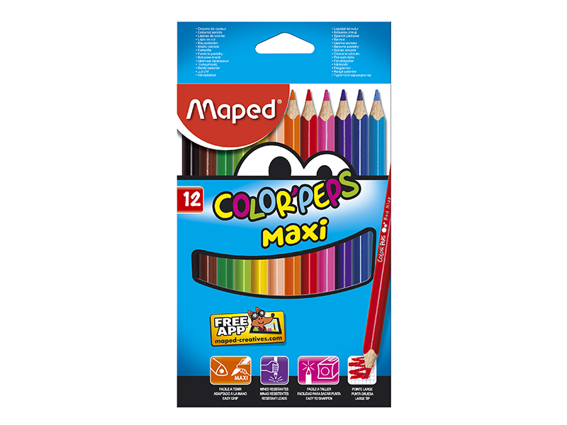 Олiвцi кольорові 12 кольорів Maped COLOR PEPS Maxi (утолщенные)