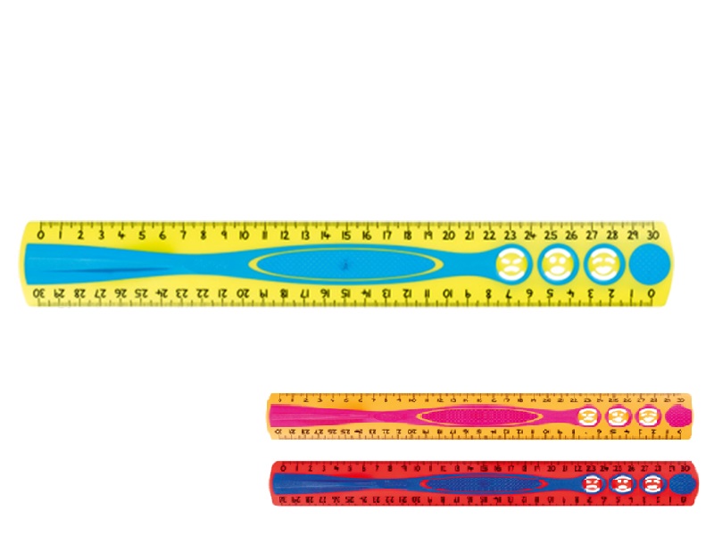 Лінійка 30см пластикова кольорова MAPED KIDY`GRIP (см/мм) з смайликами і тримачем, асорті