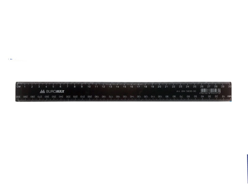 Лінійка 30см пластикова чорна Buromax Jobmax (см/мм)