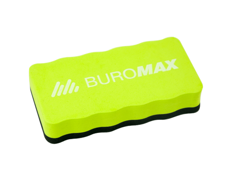 Губка для сухої очистки маркерної дошки (110х58х21мм) Buromax магнітна, св.зелений