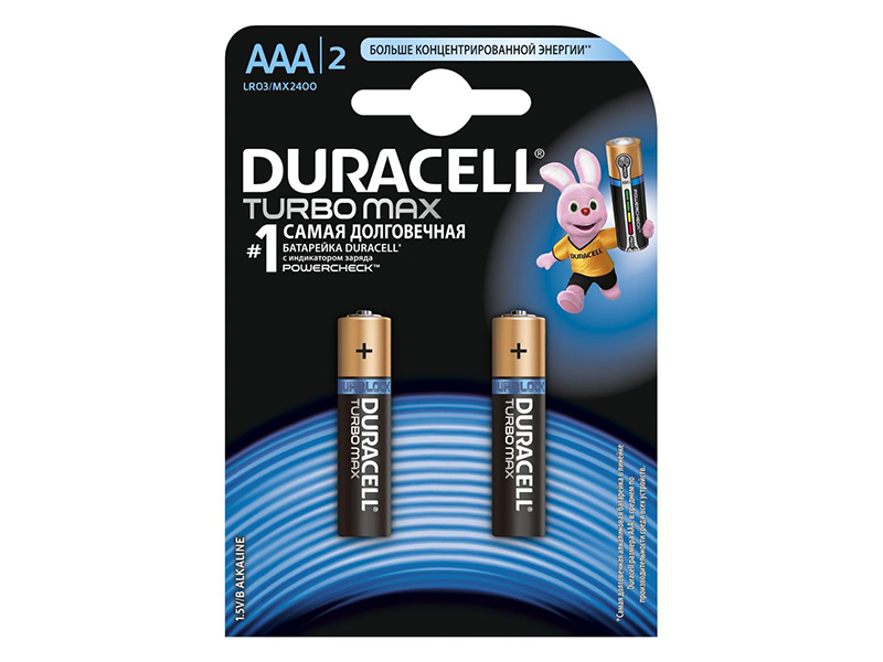 Батарейка ААА (LR3) Durasell TurboMax 2шт алкалінова