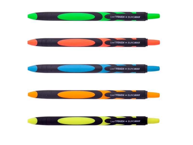 Ручка кулькова автоматична синя 0,7мм на масляній основі Buromax Live Touch
