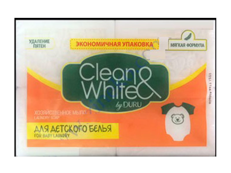 Мило господарче біле ДУРУ Clean&White 4*125г для дитячої білизни