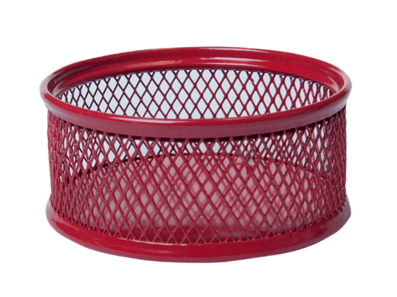 Підставка для скріпок металева (сітка) кругла (d 80х40мм) Buromax, червоний