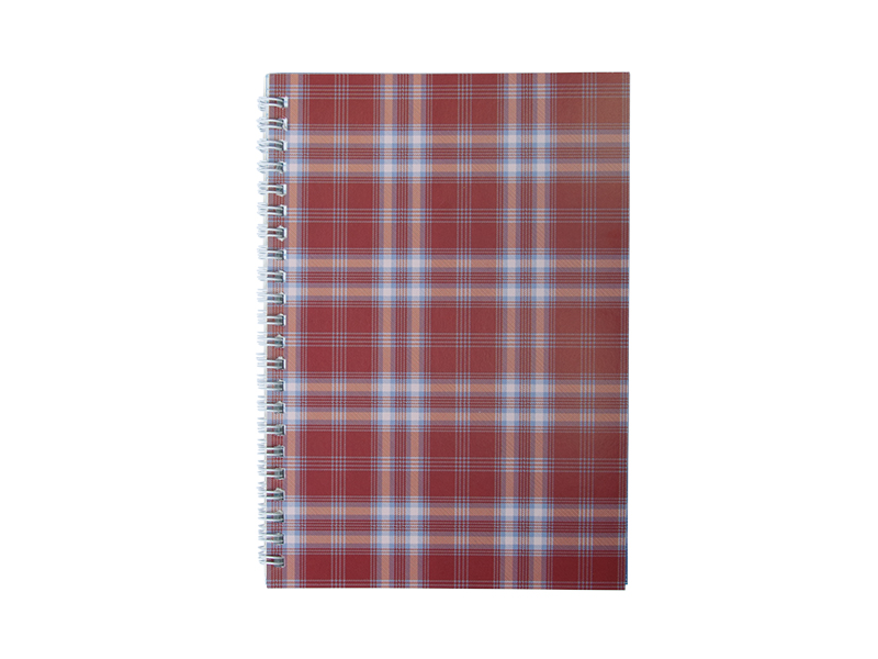 Зошит на пружині  А5 48арк "Шотландка", обкл. картон, бордовий