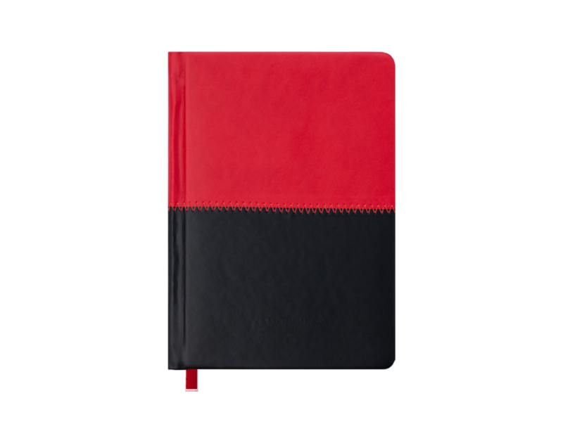 Ежедневник недатированный А6 QUATTRO 288стр., белый блок (линия), красный с черным