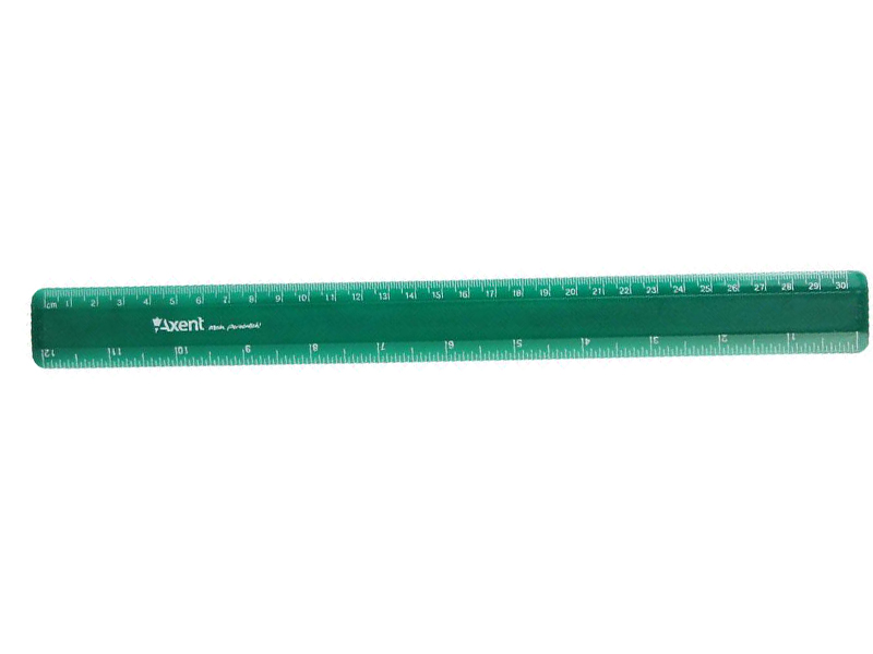 Лінійка 30см пластикова Axent (см/дюйм), зелена