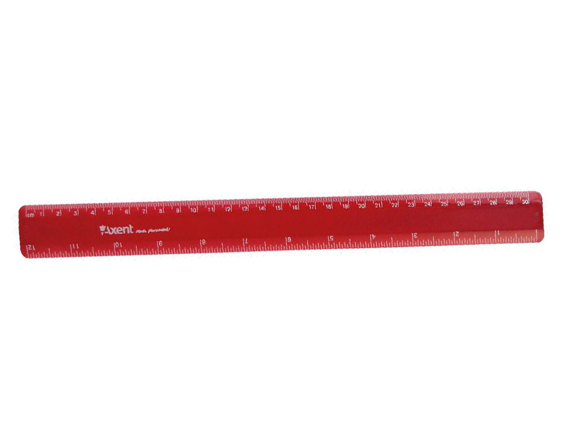 Лінійка 30см пластикова Axent (см/дюйм), бордова