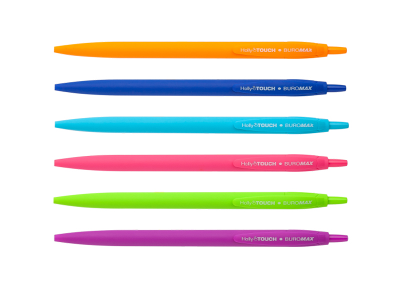 Ручка шариковая автоматическая синяя 0,7мм на масляной основе Buromax Rubber Touch