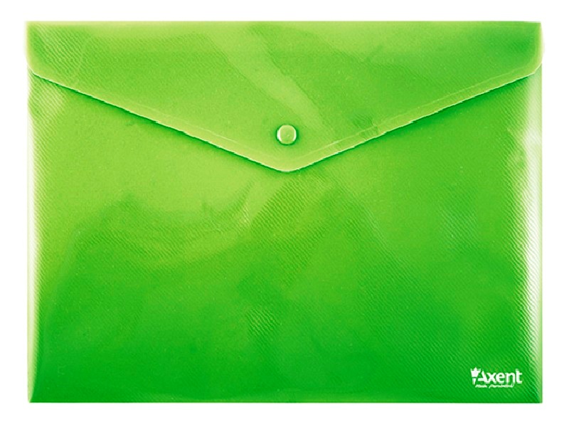 Папка-конверт на кнопці А4 непрозора, пластик 180мкм Axent, зелений