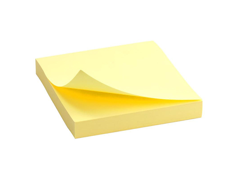 Папір для заміток з клейким шаром 75x75мм 100арк Delta, жовтий