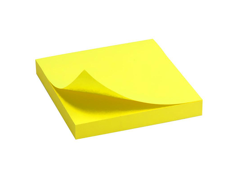 Папір для заміток з клейким шаром 75x75мм 100арк Delta, неон жовтий