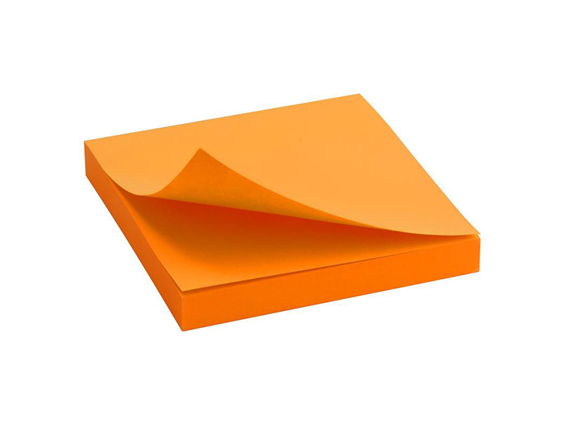 Папір для заміток з клейким шаром 75x75мм 100арк Delta, неон помаранчевий