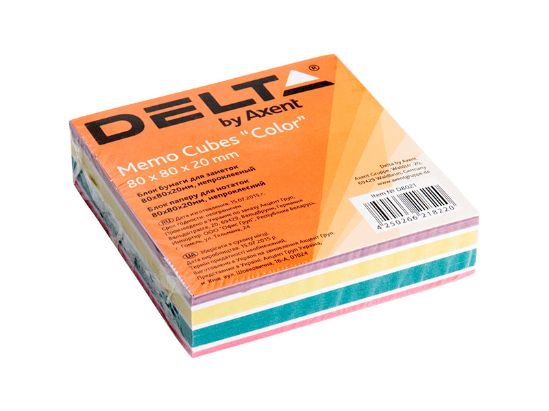 Папір для заміток не склеєний 80х80мм 200арк "Color" Delta