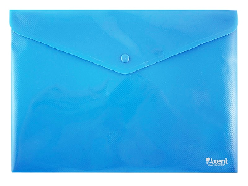 Папка-конверт на кнопці А4 напівпрозора  глянцевая, пластик 180мкм Axent, синій