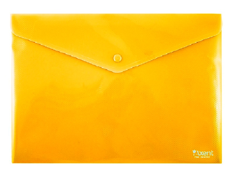 Папка-конверт на кнопці А4 напівпрозора глянцева, пластик 180мкм Axent, жовтий