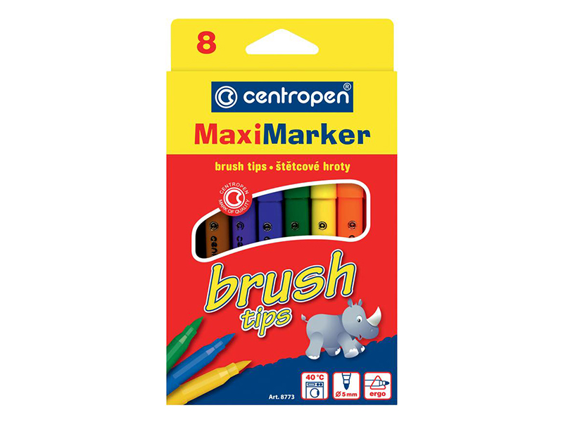 Фломастери 8 кольорів CENTROPEN Brash Maxi (пишучий вузол в формі пензля)
