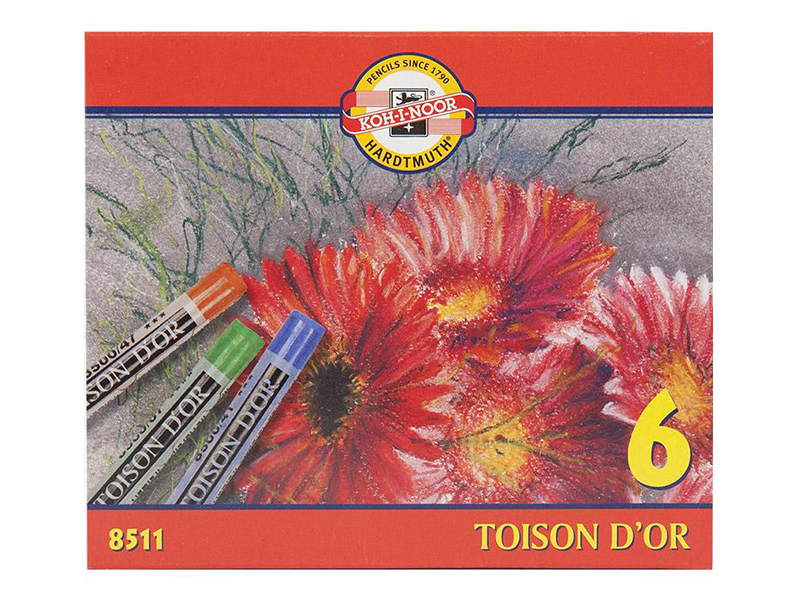 Пастель (крейда) суха, м`яка 6 кольорів TOISON D`OR для художніх робіт