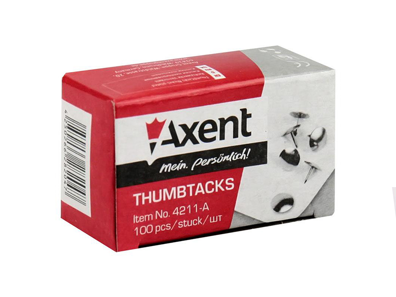 Кнопки нікельовані 100шт (картон.уп.) Axent
